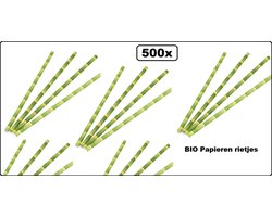 500x BIO Papieren Palm rietjes 6mm x 200mm next generation - Rietje milkshake limonade drinken sinas cola fanta cassis fruit