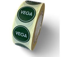 500x Vegetarisch Vega Voedseletiketten 20mm | Diepvriesbestendig | Allergenen sticker | HACCP voedselveilig | verwijderbaar zonder residu | Duurzaam FSC Gecertificeerd en 40% biobased lijm