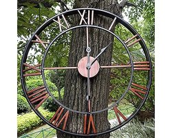 50CM Klassieke Vintage Gietijzeren Smeedijzeren Tuin Wandklok Buiten Tuin Wandklok, Grote Romeinse Cijfers Tuinklok Smeedijzeren Waterdichte Buitenklok Open Gezicht Metaal,1,Bonny369