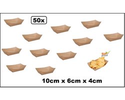 50x BIO Fingerfood tray nature kraft 6cm x 10cm x 4cm - Mini Snack bak - food finger restaurant eten schaaltje karton sandwich