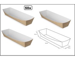 50x Bio Frikandelbakjes kraft A16 – karton - frikandel bakje snacks food take away festival thema feest