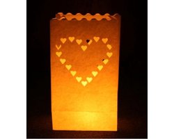 50x Candle Bags set Hart 26 cm