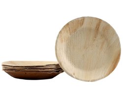50x Palmblad Eco-bord Bio-servies rond Gr. 25 cm Party wegwerp composteerbaar