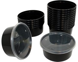 50x plastic potjes inclusief deksels (350cc) 115x50mm - magnetronbakjes - vershoudbakjes Geschikt voor Take Away. Herbruikbaar en BPA Vrij