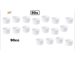50x Sausbakje souffle wit 90cc - saus mayonaise ketchup mosterd bakje eten food