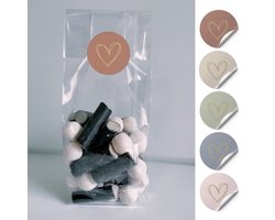 50x Uitdeelzakjes + 50 sluitstickers - Uitdeelzakjes Transparant - blokbodemzakjes transparant - Cellofaanzakjes - Blokbodemzak - Inpakzakjes - Plastic zakjes - Deco hart