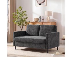 51" loveseat-bank – Ademende, gezellige loveseat-bank van imitatielinnen met 2 zitplaatsen – met brede rugleuning en gewatteerde zittingen – Moderne bank om samen te ontspannen – Montage zonder gereedschap – Grils