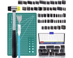 55-delige Holle Pons Set met 52 Vormen, Snijmes met 5 Bladen, Rubber Hamer en A5 Snijmat voor Handgemaakte DIY Leerprojecten