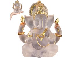 5,5 inch hars Lord Ganesha standbeeld, transparant Ganesh sculptuur voor thuis, auto dashboard, tafelblad Feng Shui & spiritueel cadeau