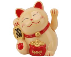 5.5 Inch Lucky Cat Swinging Arm Set, Electric Cute Swinging Cat Swinging Arm for Fortune Money and Lucky Fortune Cat Statue Decorations for Decorating the (MLY11020-2 Yellow)