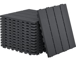 55 stuks houtlook balkontegels terrastegels 30x30cm decoratieve kunststof tegels voor terras click tegels vloeren click systeem balkontegels waterproof easy-care - antraciet 5m²
