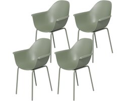 59 x 55 x 84 cm Tuinstoelen Set van 4, Tuinstoel met Armleuningen en Rugleuning, Buitenstoelen voor Tuin Terras Balkon, Tuinmeubel Set, Eetkamerstoelen voor Buiten, Stapelbare Stoelen, Terrasstoelen, Comfortabele Tuinstoelen, Groen