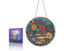 5D DIY Boek Diamond Painting Hanger Kits met Ketting, Bloem Hangerset voor Deur, Raam en Muurdecoratie, Creatieve Tuindecoratie en Woonaccessoires