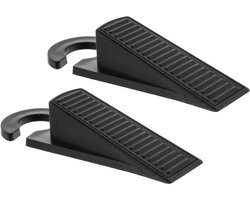 5Five 2x stuks deurstoppers/deurwiggen - zwart - 12,5 x 4 cm - kunststof - Deurwig - Deurstopper