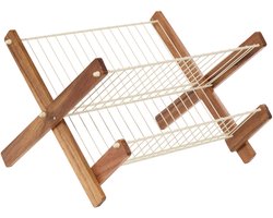 5Five Afwas afdruiprek - staal/hout - 38 x 27 x 26 cm - opvouwbaar