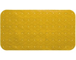 5Five Anti-slip badkamer douche/bad mat - geel - 70 x 35 cm - rechthoekig - Badkamermat met zuignappen