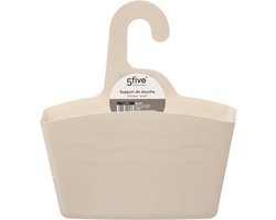5Five Badkamer flessenhouder/shampoo houder - ophangbaar - beige - kunststof