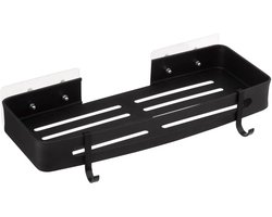5Five Badkamer organizer - zwart - metaal - zeep bakje met haakjes - 32 x 13 cm - douche rekje