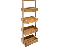 5Five Badkamer rekje / organizer - 4 manden/niveaus - Acacia hout - 27 x 16 x 88 cm