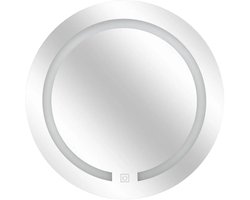 5Five Badkamer wandspiegel LED - Op batterijen - zilver - Dia 45 cm - rond model