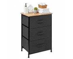 5FIVE Badkamerkast Pisa - 3 mandjes - grijs - 45 x 30 x 73 cm - hout/metaal/stof - opbergen