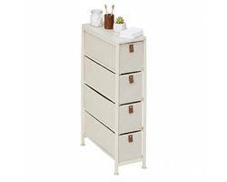 5FIVE Badkamerkast Pisa - 4 mandjes - beige - 48 x 20 x 77 cm - metaal/hout/stof - opbergen
