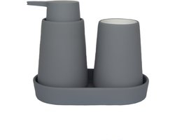 5Five Badkamerset Cocoon - Zeeppomp / Beker / Schaaltje - Grijs