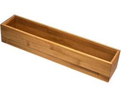 5Five Bestekbak/keuken organizer - 1 vaks - bamboe - 38 x 8 x 7 cm - lade verdeler