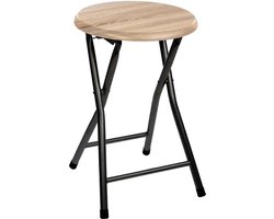 5five Bijzet krukje/stoel - Opvouwbaar - zwart/hout - 30 x 46 cm - krukken