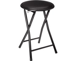 5five Bijzet krukje/stoel - Opvouwbaar - zwart/zwart - 46 cm - bijzetkruk - bijzetkruk