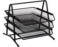 5Five Brievenbak/postbakje A4 formaat - sorteer rekje - draadmetaal - zwart - L30 x B35 x H27 cm - kantoor/bureau artikelen