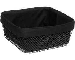 5Five - Broodmand Bistro plus - metaal/stof - zwart - 25 x 11 cm - vierkant