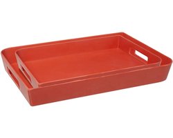 5Five Dienbladen set koraal rood met handvaten in 2 formaten