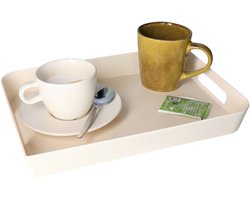 5Five Dienblad/serveerblad - rechthoekig - 35 x 25 cm - beige/creme - met handvaten