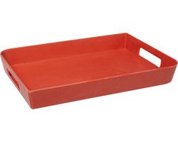 5Five Dienblad/serveerblad - rechthoekig - 35 x 25 cm - koraalrood - met handvatten