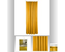 5Five Douchegordijn 180x200cm - Kant en klaar met 12 ringen - Polyester - Geel