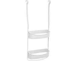 5Five Doucherekje - 2-laags - wit - kunststof - 32 x 70 cm - met haak - Opberg rekje voor shampoo/douchegel