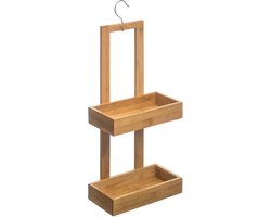 5five Doucherekje - 2 lagen - bamboe - met haak - 26 x 14 x 60 cm - Opberg rekje voor shampoo/douchegel