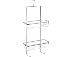 5Five Doucherekje/badkamerrekje 2 lagen - kunststof/metaal - met ophanghaak - 28 x 12 x 64 cm - Opberg rekjes voor shampoo/douchegel