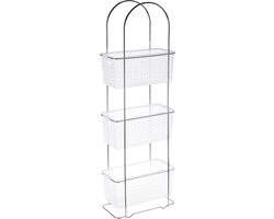5Five Doucherekje/badkamerrekje staand - metaal/kunststof - met 3 lagen - 30 x 15 x 85 cm - Opberg rekjes voor shampoo/douchegel