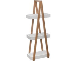 5Five Doucherekje/badkamerrekje/bakjes - bamboe/wit - 3 lagen - 30 x 18 x 82 cm