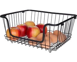 5Five Draadmand/opbergmand met handvat - stapelbaar - zwart - 26 x 16 x 33 cm