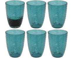 5Five Drinkglas Estiva - 6x - blauw transparant - onbreekbaar kunststof - 380 ml - camping/verjaardag
