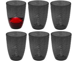 5Five Drinkglas Estiva - 6x - grijs transparant - onbreekbaar kunststof - 380 ml - camping/verjaardag