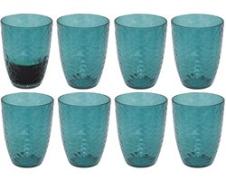 5Five Drinkglas Estiva - 8x - blauw transparant - onbreekbaar kunststof - 380 ml - camping/verjaardag
