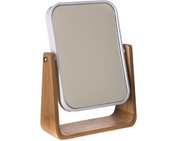 5Five Dubbele make-up spiegel - op voet - 16 x 6 x 22 cm - wit - scheerspiegel - Badkamer spiegel op standaard