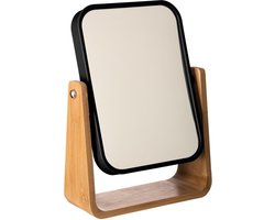 5Five Dubbele make-up spiegel - op voet - 16 x 6 x 22 cm - zwart - scheerspiegel - Badkamer spiegels op standaard