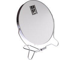 5Five Dubbele make-up spiegel/scheerspiegel - op standaard - D14 cm - Badkamer spiegels op voet - 3x vergroting