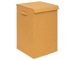 5Five Eureka sorteer wasmand - 74 liter - okergeel - 37 x 37 x 60 cm - MDF/Polyester stof - met afsluitklep
