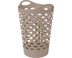 5Five Flexibele wasmand/opbergmand - rond - beige - 60 liter - D41 x H66 cm